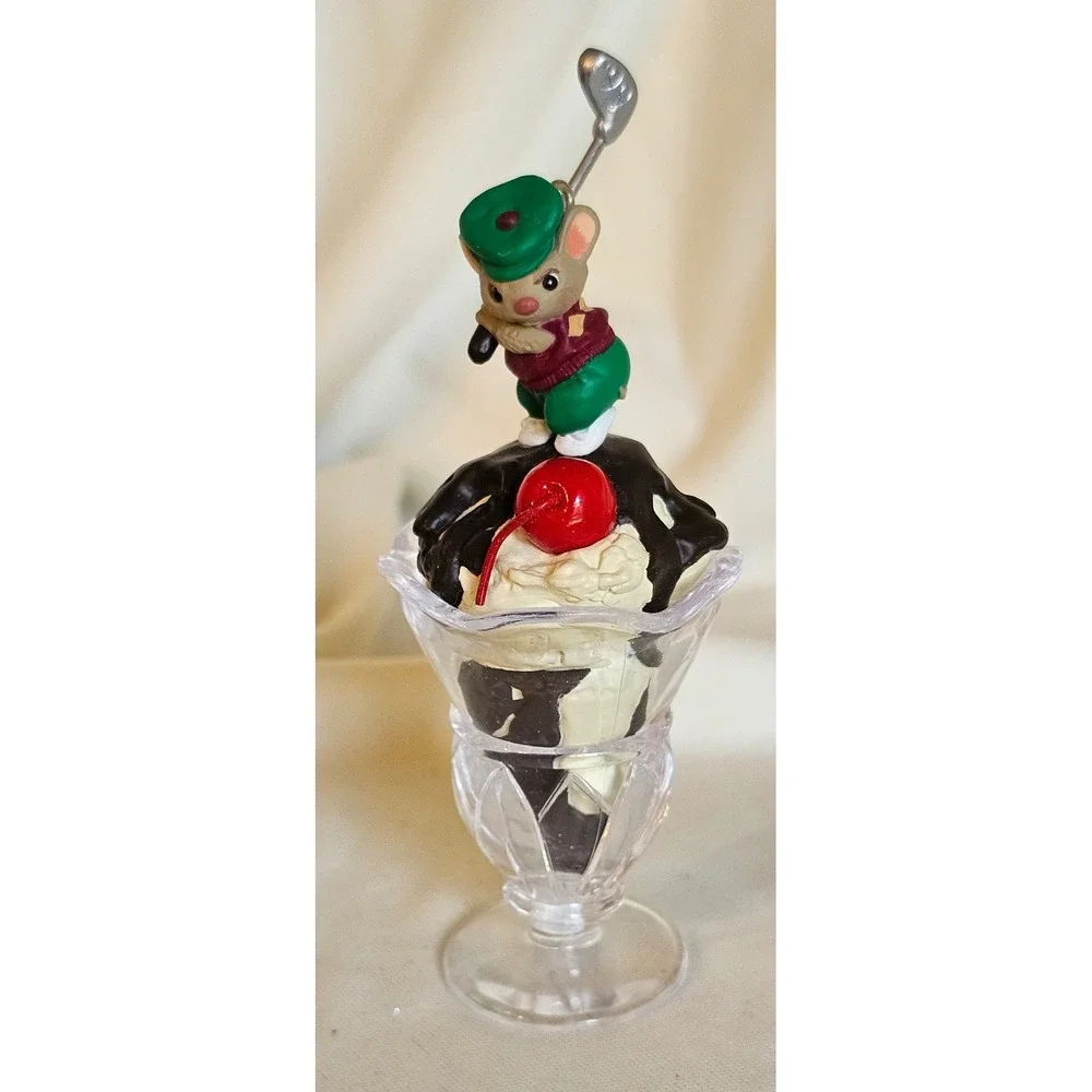 VTG Hallmark Keepsake Ornament 1999 Mouse Golfing on Ice Cream Sundae